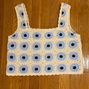 Rebellion Blue and White Cropped Tank Top